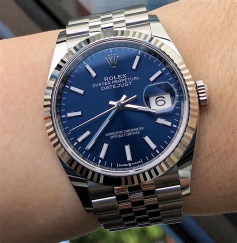 rolex datejust 36 bleu cannelé|Altro.